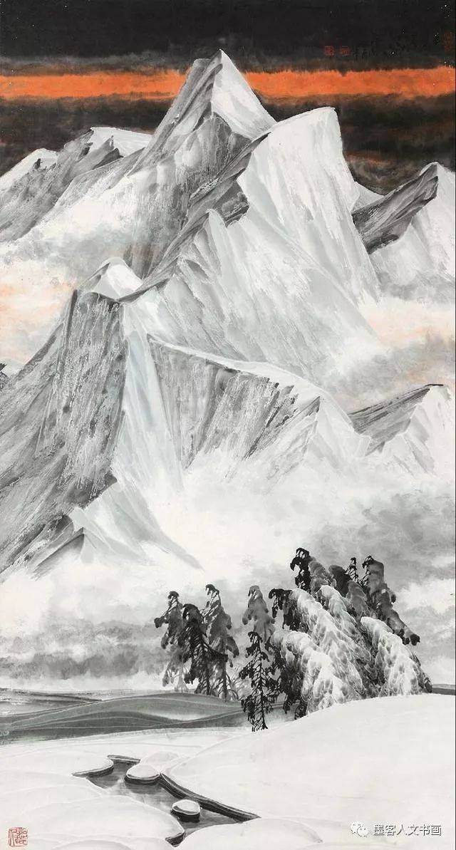 于志学的冰雪山水画:体现了"墨有韵,白有光"的中国水墨画审美内涵.