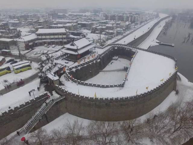 航拍寿县雪景