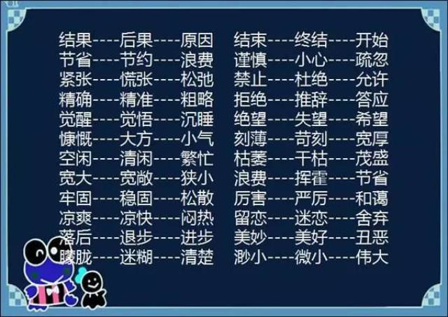 棒极了！小学语文149个词语的“近义词反义词”汇总！