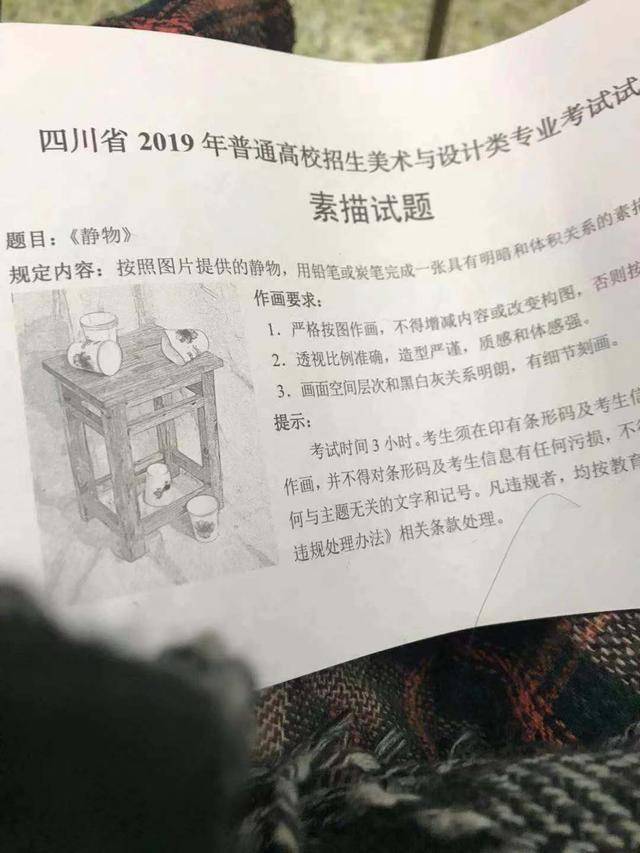 2019年四川省美术统考考题汇总