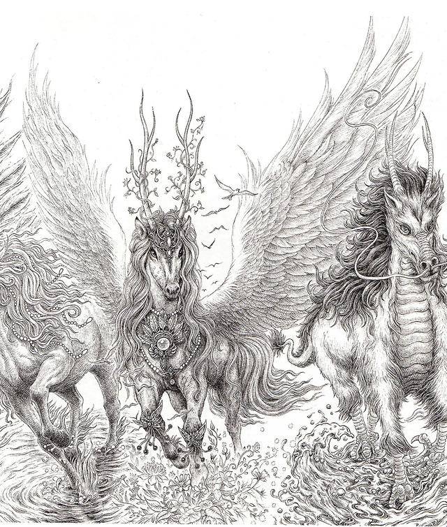 《天马行空图》傅淳强手绘作品