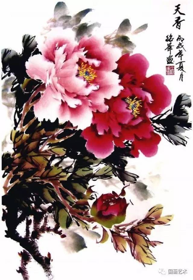 牡丹步骤:教程步骤《天香》绘制公众示范微信写意号开发图文图片