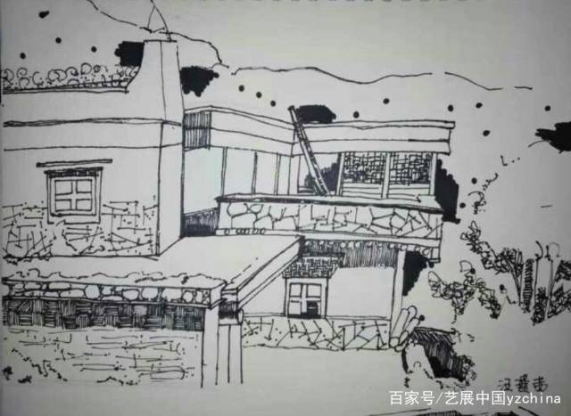 色彩教学示范速写 42x36㎝ 教学现场 师生与乡民的合影 《艺展中国》