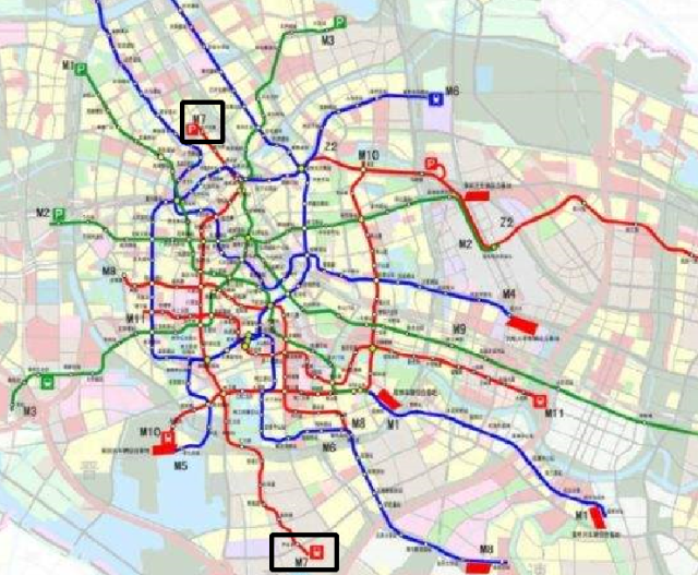 下面是早期天津地铁规划网络中的天津地铁7号线.