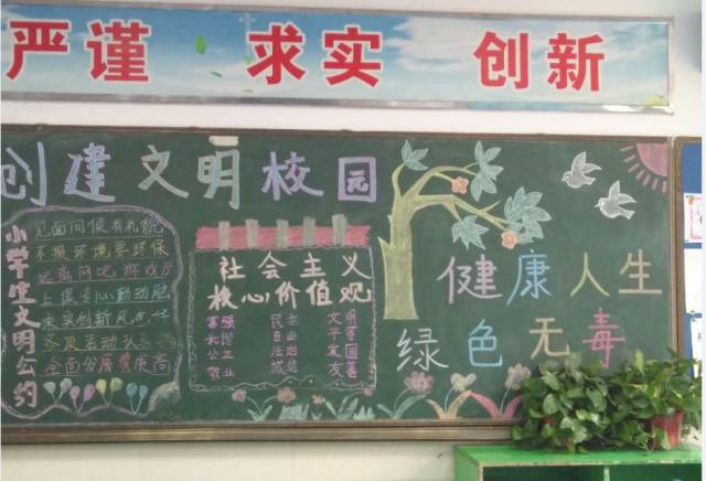 七里塘小学"健康人生 绿色无毒"黑板报评比