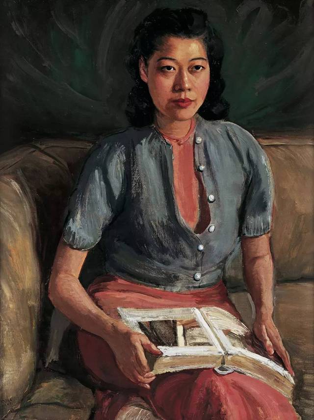 李铁夫《刘素微肖像,布面油彩 102×77cm,1942年,广东美术馆藏