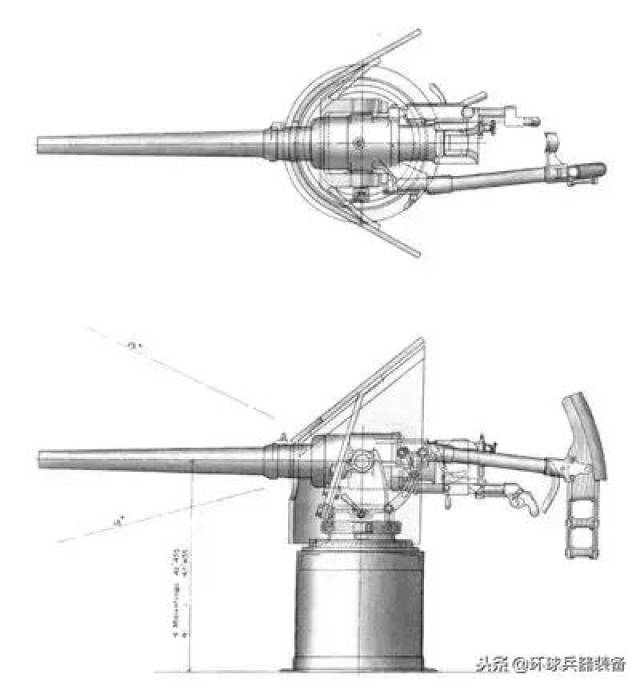 " 吉野"装备的哈乞开斯47 毫米口径机关炮(小速射炮)低图纸