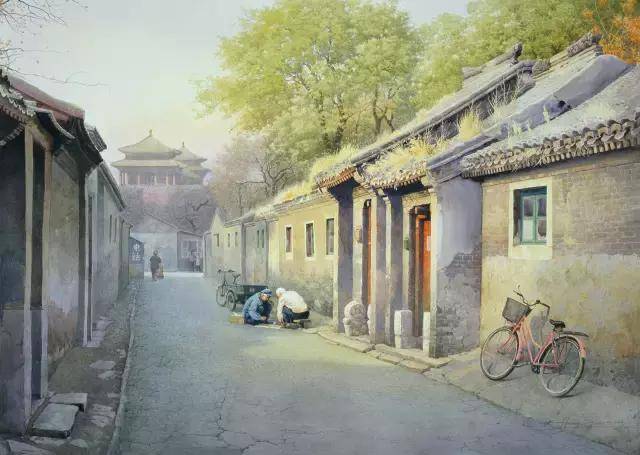 市井生活,其乐融融 但是,在画家的画笔下,赋予了老北京胡同不一样的