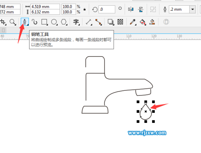 cdrx8绘制水龙头简笔画教程