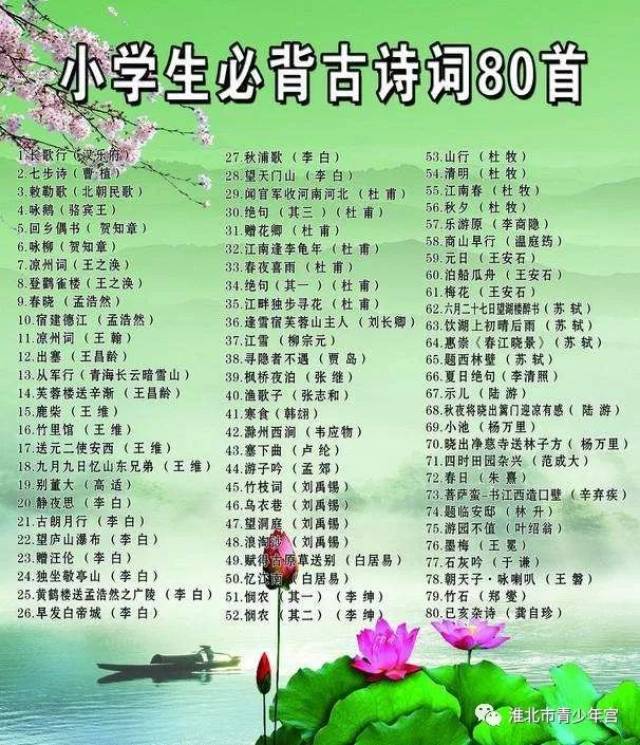 小学生必备古诗词80首(二)