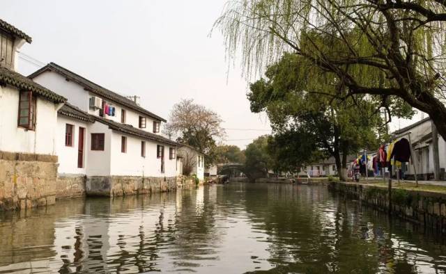 这里是典型的江南水乡风景,湖塘星罗棋布,河港纵横交叉,白墙青瓦,一派