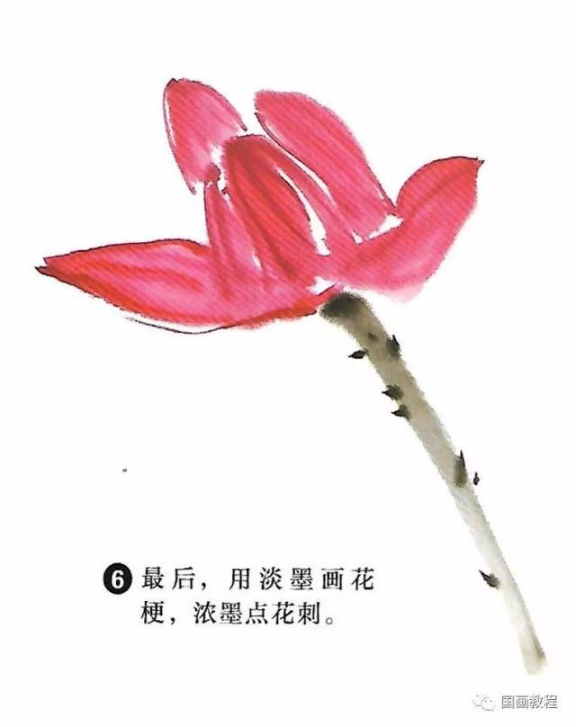【国画教程】红荷花花头的画法步骤,太漂亮了