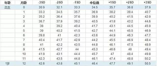 一般我们看到的新生宝宝的头围大约在34公分左右,1岁时,男宝宝的头围