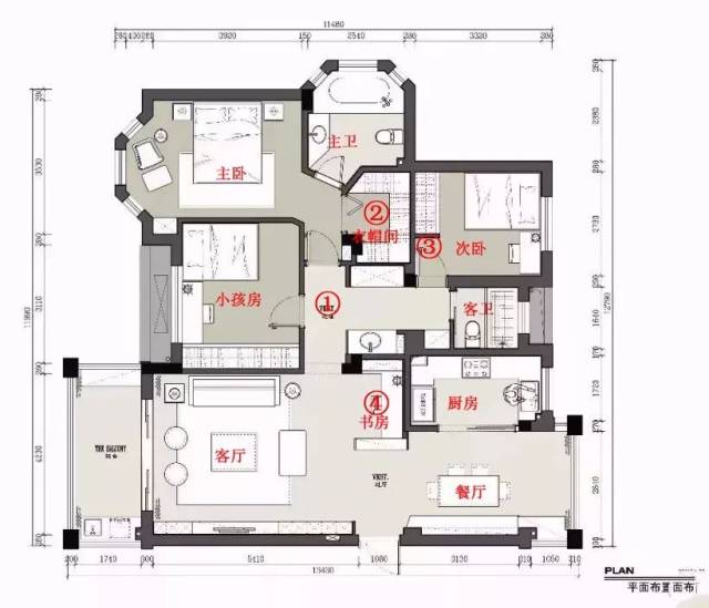 120㎡挤出4间房,过道改书房还有独立衣帽间,简洁上档次!