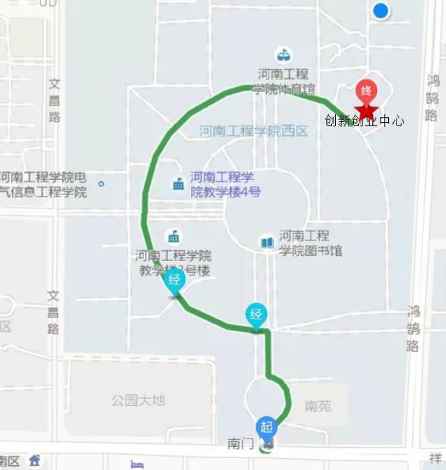 (1)郑州西南绕城高速十八里河站→龙湖大道→金菊街→河南工程学院西