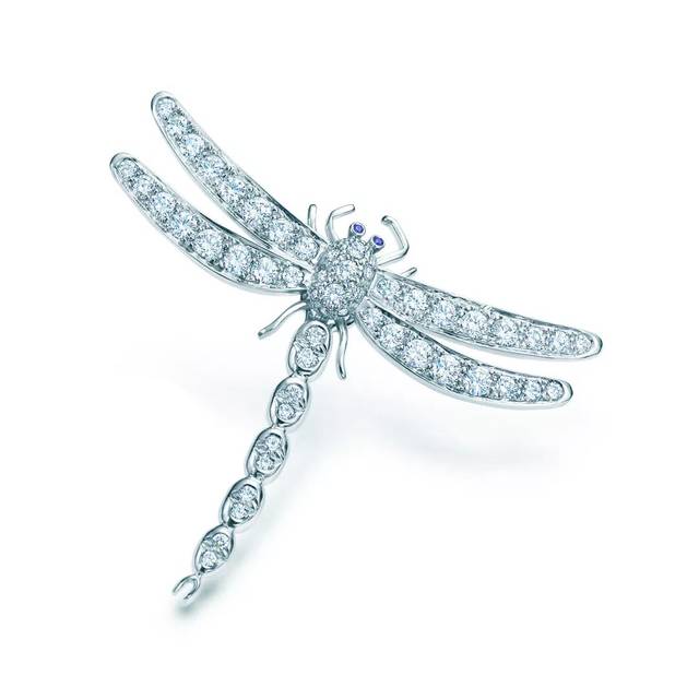 tiffany & co. 蒂芙尼enchant系列铂金镶钻蜻蜓造型胸针