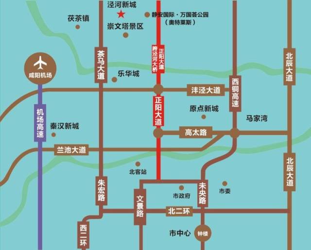 附:西安北站到泾河新城线路图