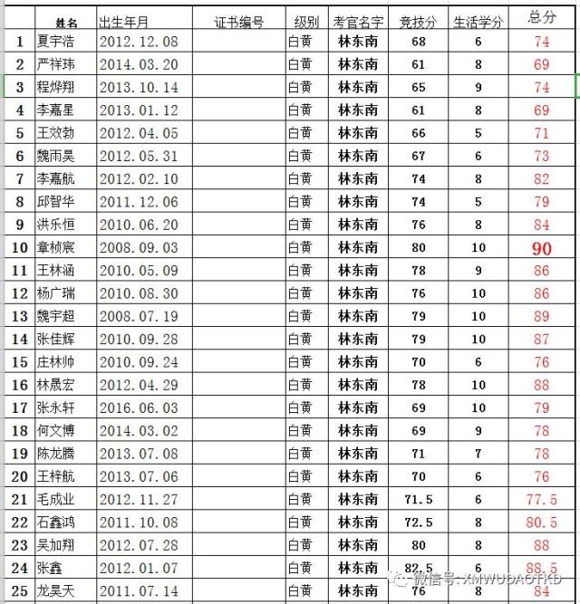 悟道跆拳道第十七届中国跆拳道晋级考级总分数表