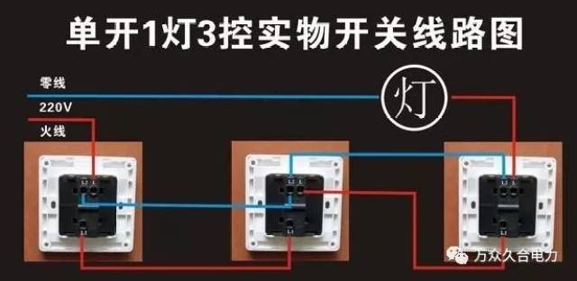 三个开关怎么控制一个灯,线路是怎么连接的?