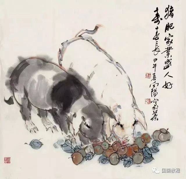 【国画教程】十二生肖之猪的完整画法,快过年了,学一学!