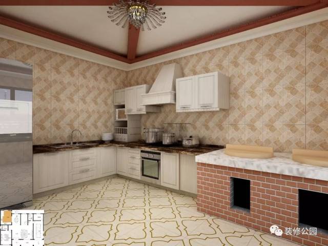 12×15米土灶现代厨房 车库,带室内装修素雅欧式别墅