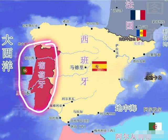 毗邻大西洋,只有一个了邻国,那就是另一个"牙"——西班牙