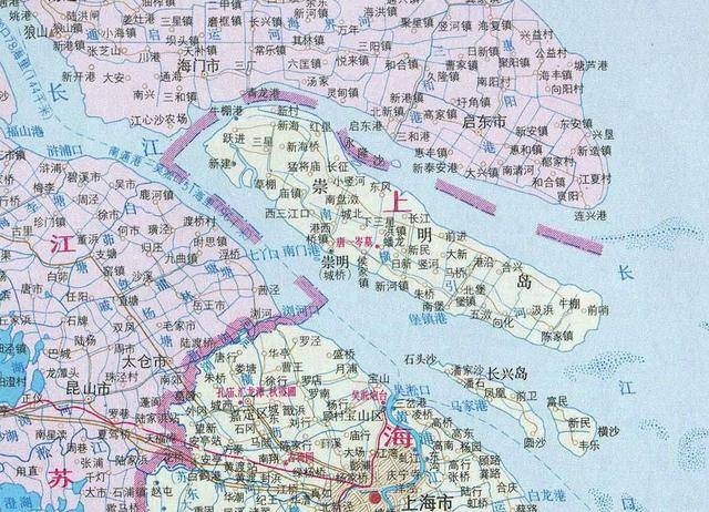 崇明岛政区图