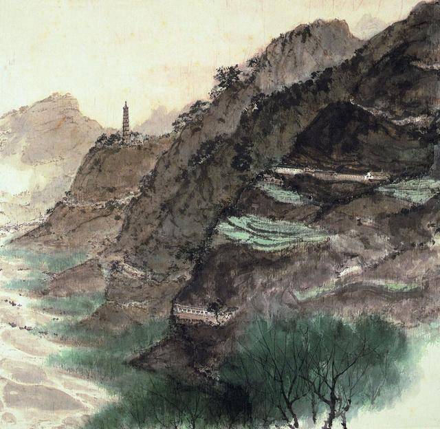 1958年至1959年间,傅抱石与著名画家关山月合作,为人民大会堂绘制