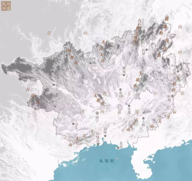 1 ▲ 广西地形图.绘图/刘昊冰
