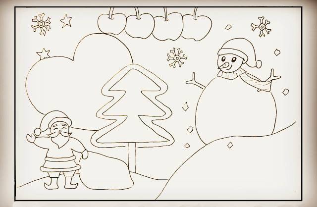 一幅漂亮的圣诞节手抄报,快来一起绘画吧!