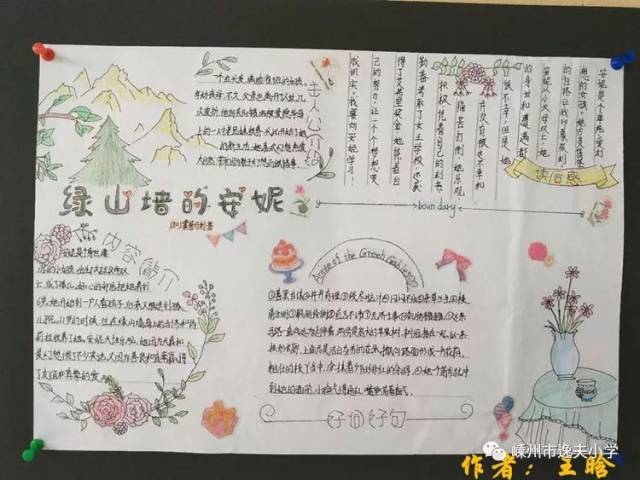 全班共读了《绿山墙的安妮》后,进行了读书小报的制作,评比和展出