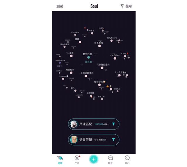 soul 一款主打的是精神社交的软件.