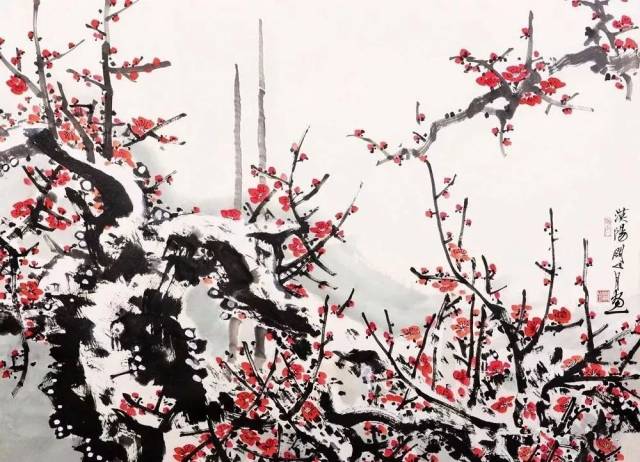 大师关山月的雪中红梅图_手机搜狐网