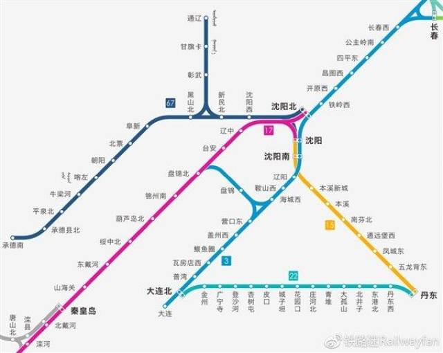 其中包括5条高铁线路:北京至哈尔滨高铁(京哈高铁)承德至沈阳段,新民