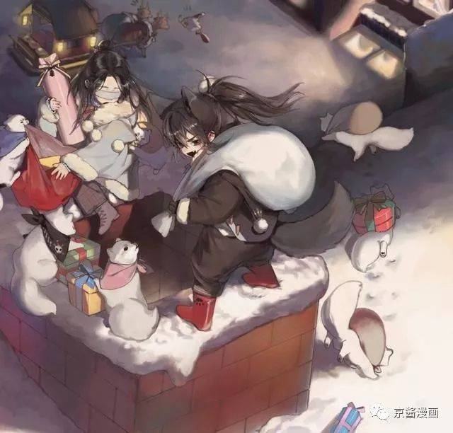 魔道祖师:魏婴和含光君花式过圣诞,洋洋来捣乱,还教道