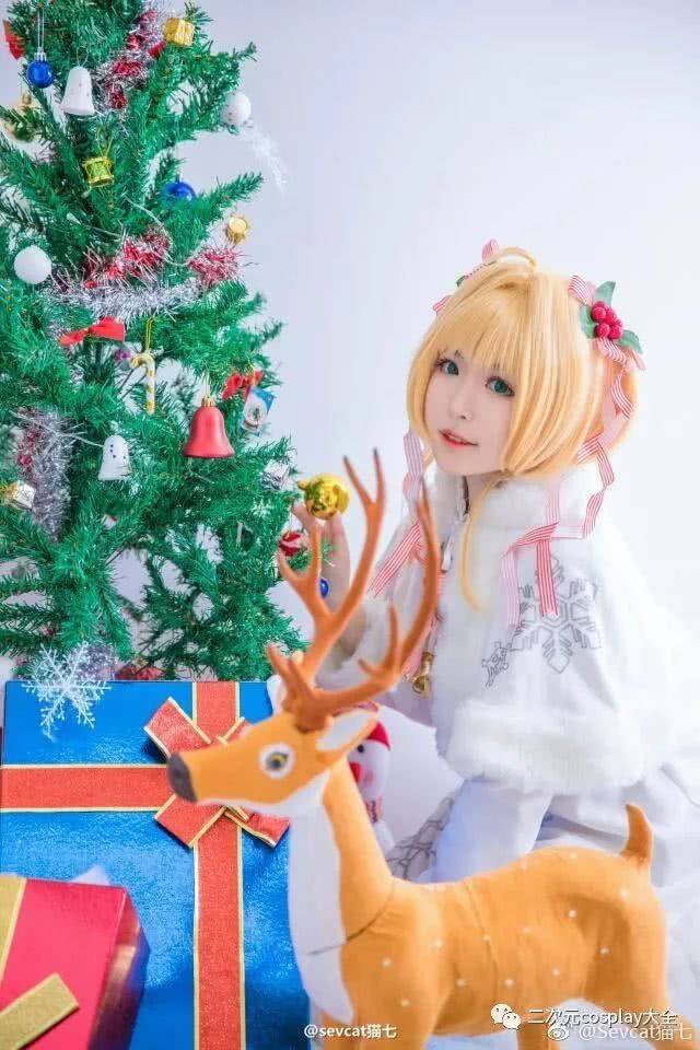 《魔卡少女樱》木之本樱cos,充满圣诞气息,为小可爱疯狂爆灯!