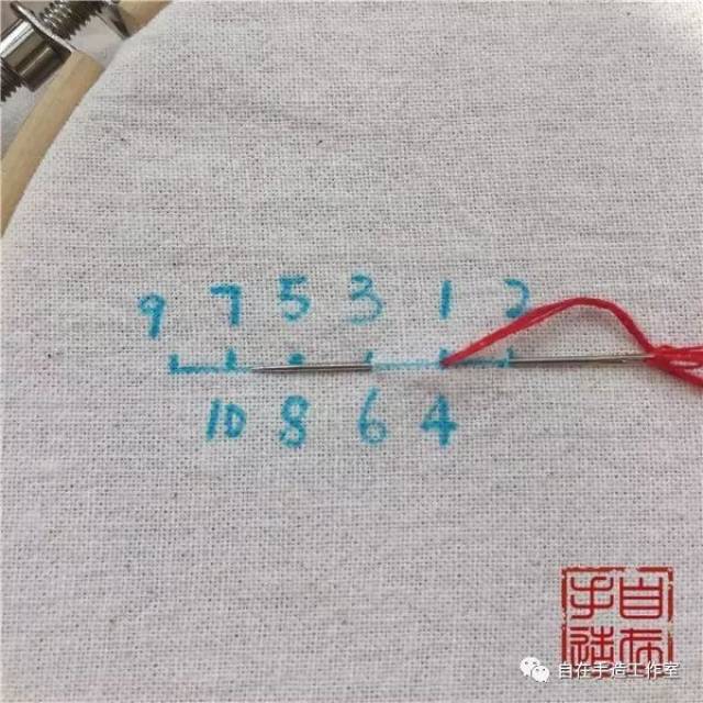 如下图边框中心,淡紫色的部分 2 视频教程 3 图文详解 1,回针绣的