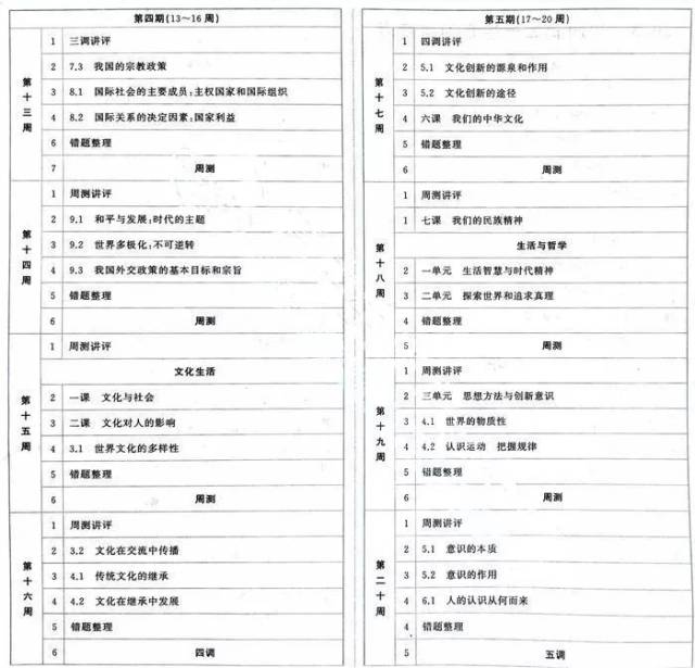 衡水中学|2019高考一轮复习进度表 最新课程表