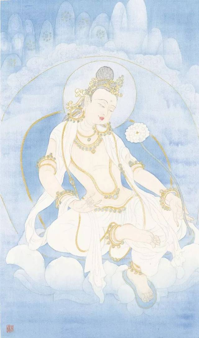 观自在菩萨 27x45 绢本设色