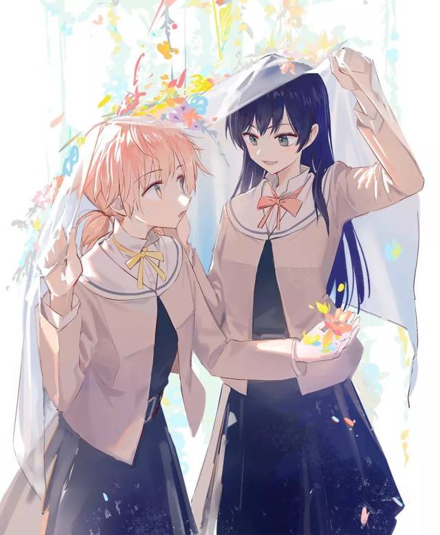 百合是描绘了女孩子间的恋爱的作品,那种可爱的女孩子间亲密无间的
