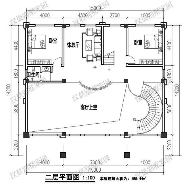 15x14.2米四层农村独栋别墅设计图,旋转楼梯 挑空客厅 神台