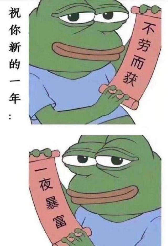 2019元旦快乐搞笑表情包:祝你新的一年,不劳而获,一夜暴富