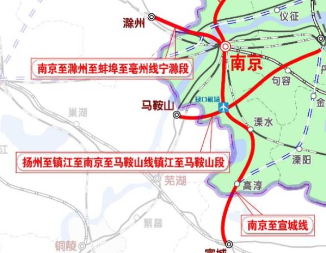 城际铁路建设规划(2019-2025年)示意图 以下为宁淮城际铁路最新路线