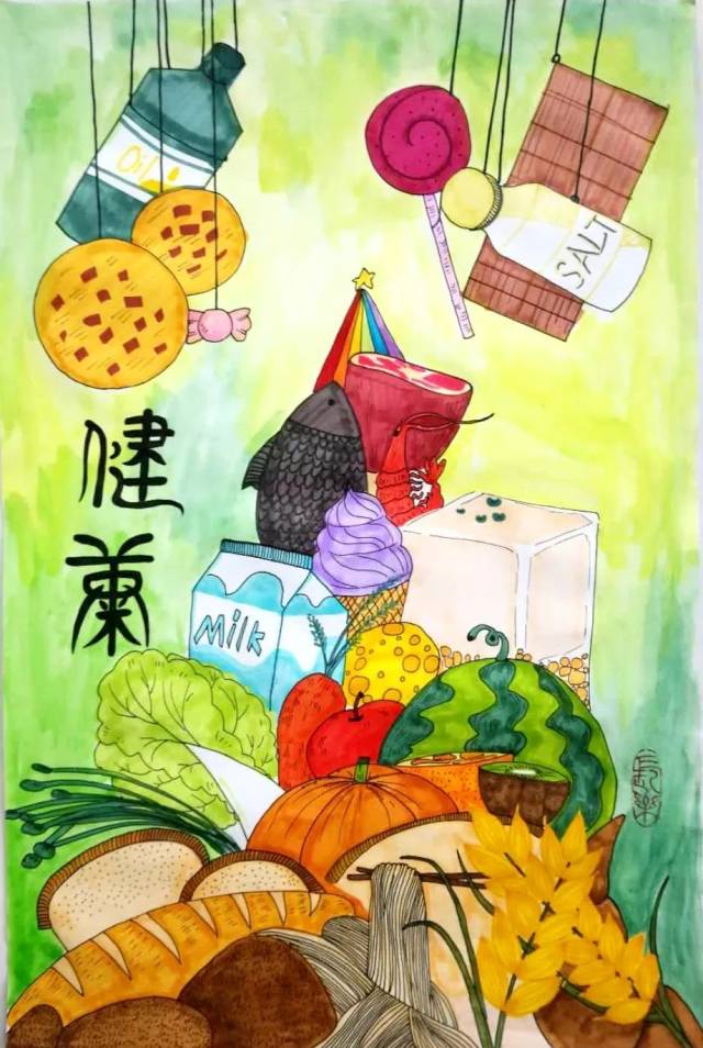 童心童画护健康 ——义乌市中小学生健康素养优秀绘画作品展!