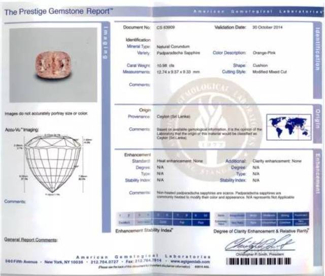 agl"帕帕拉恰" 蓝宝石证书 gia"帕帕拉恰" 蓝宝石证书
