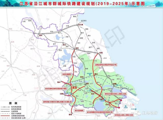 江苏省沿江城市群城际铁路建设规划(2019-2025年)示意图 国家发展改革
