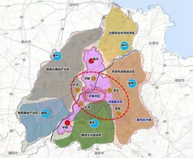 济南都市圈地域范围包括济南,淄博,泰安,莱芜,德州,聊城6个城市和邹平