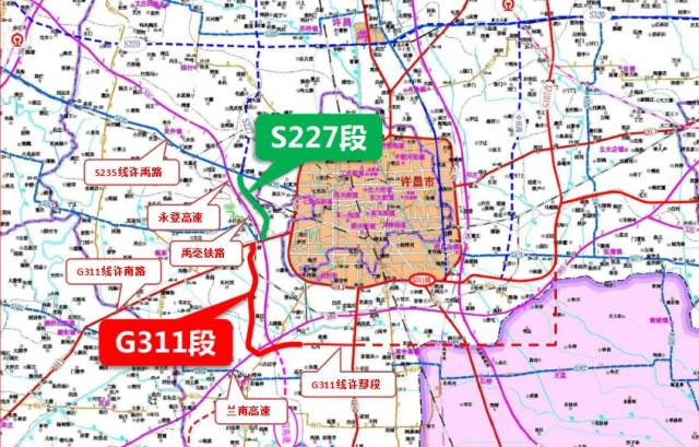 由许南路至许昌南连接g311线许鄢段的 g311段长约10.75公里.