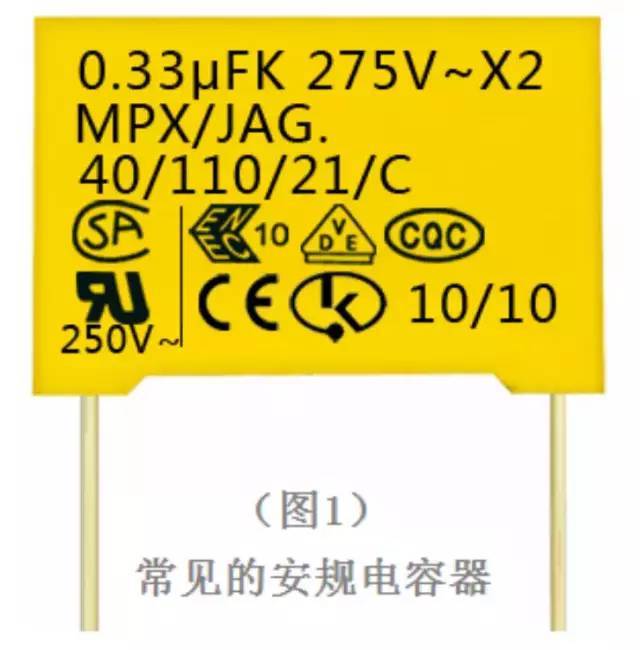 同时其本体印刷有多个国家的安全认证logo标志,故而称为安规电容器