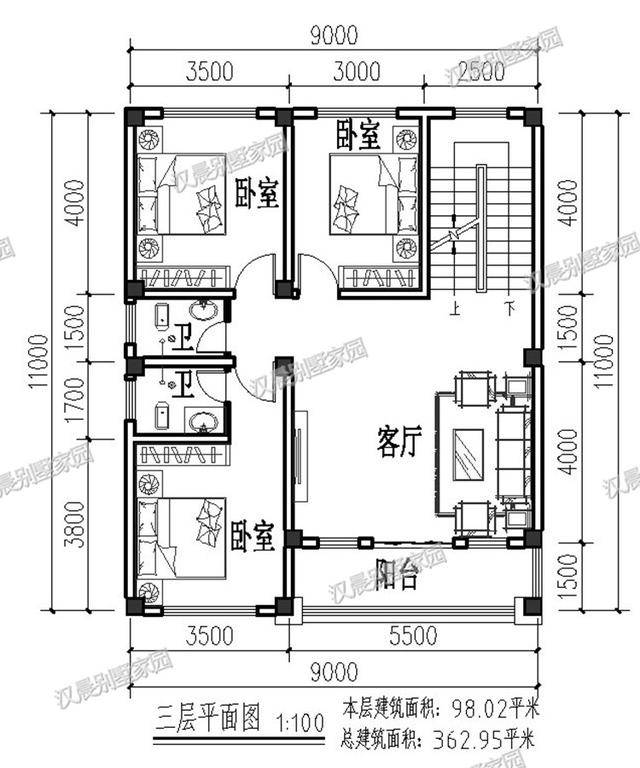 开间9米进深11米,一侧还无窗!四层农村别墅带车库,要怎么盖房